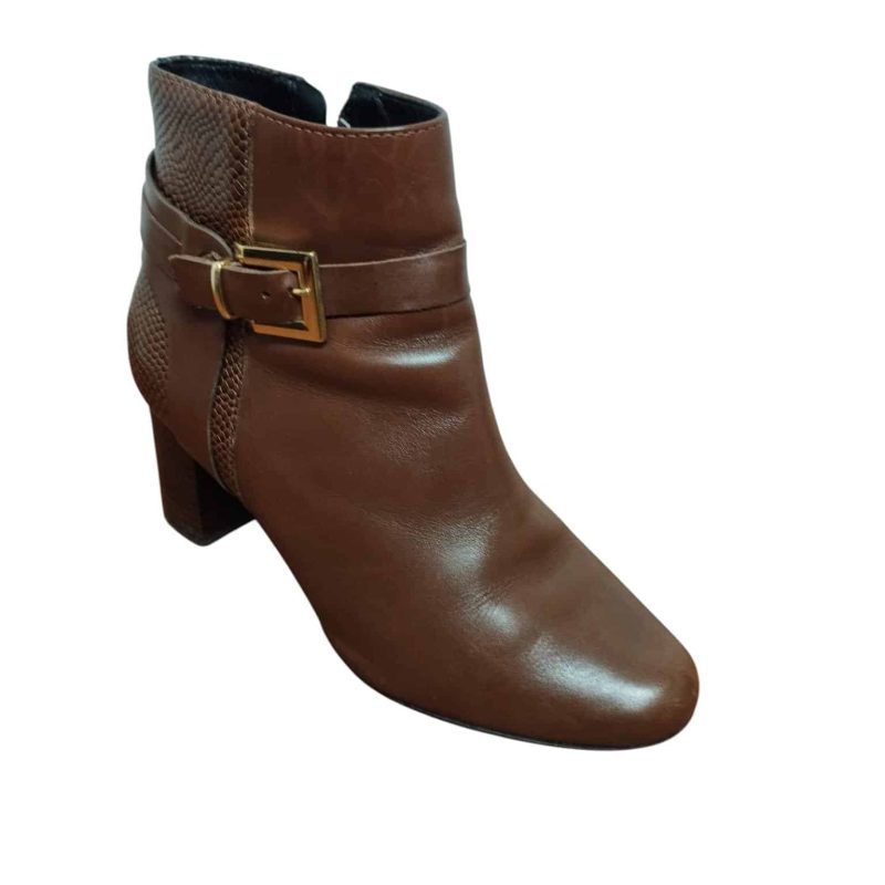 BOTAS CORTAS CUERO MARRON COMBINADA HEBILLA PASQUALINI T 37