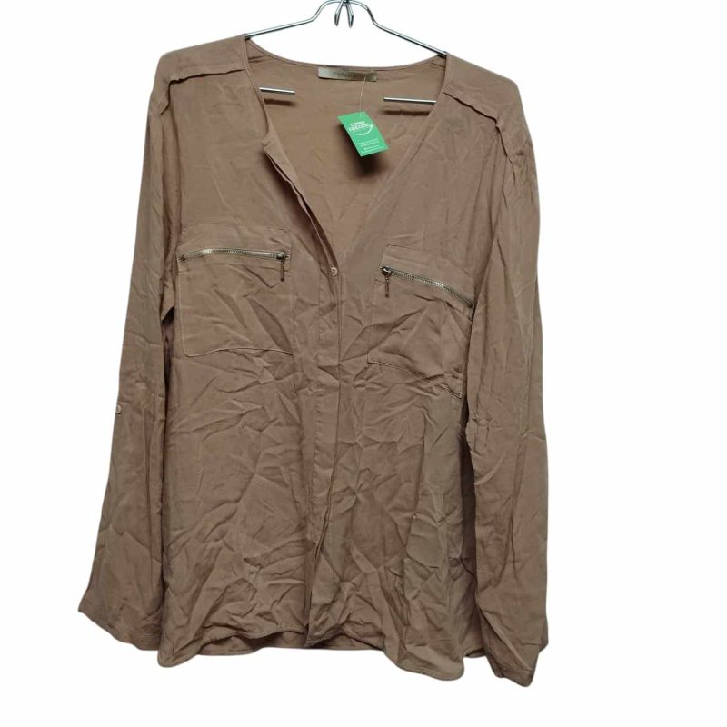 CAMISA SIN CUELLO MARRON BLSILLOS CON CIERRE CHOCOLATE T LAP