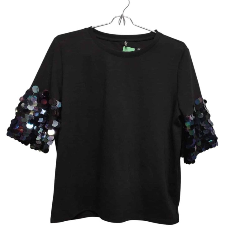 REMERA ALG NEGRA MANGAS CON ESPEJITOS TORNASOLADOS ONLY TM
