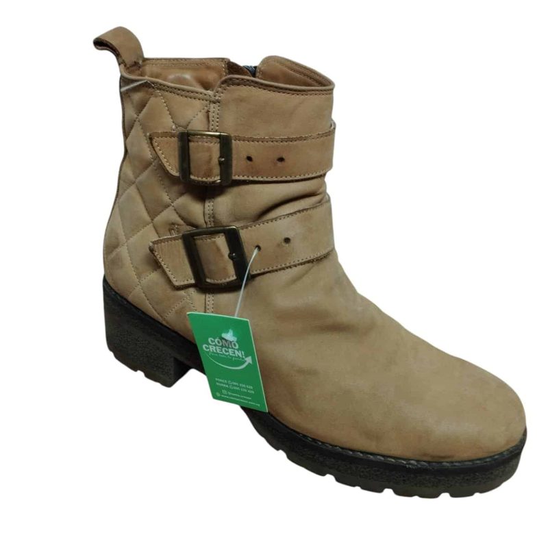 BOTA CORTA NOBUK BEIGE CAPITONEADA HEBILLA VENET T 38 RASP