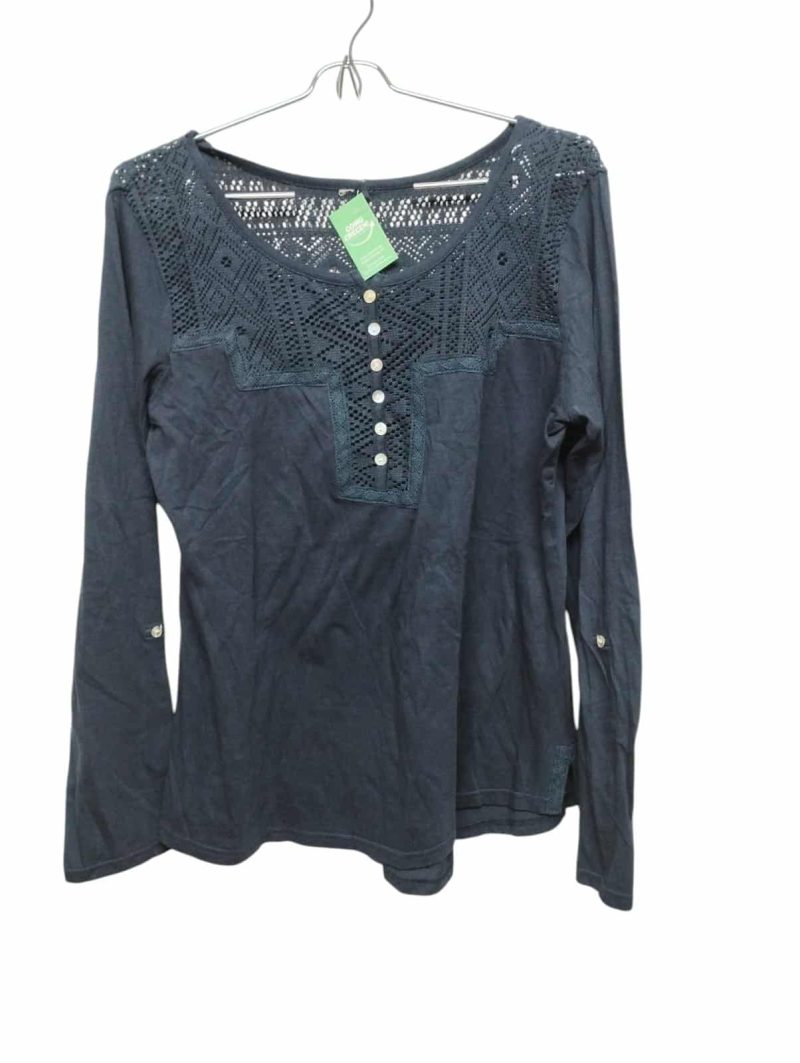 REMERA ALG AZUL CON BRODERIE BOTONCITOS ET CORTADA TL AP