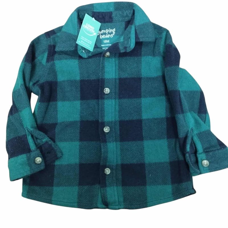 CAMISA POLAR CUADROS VERDE NEGRO JUMPING BEANS T 18M
