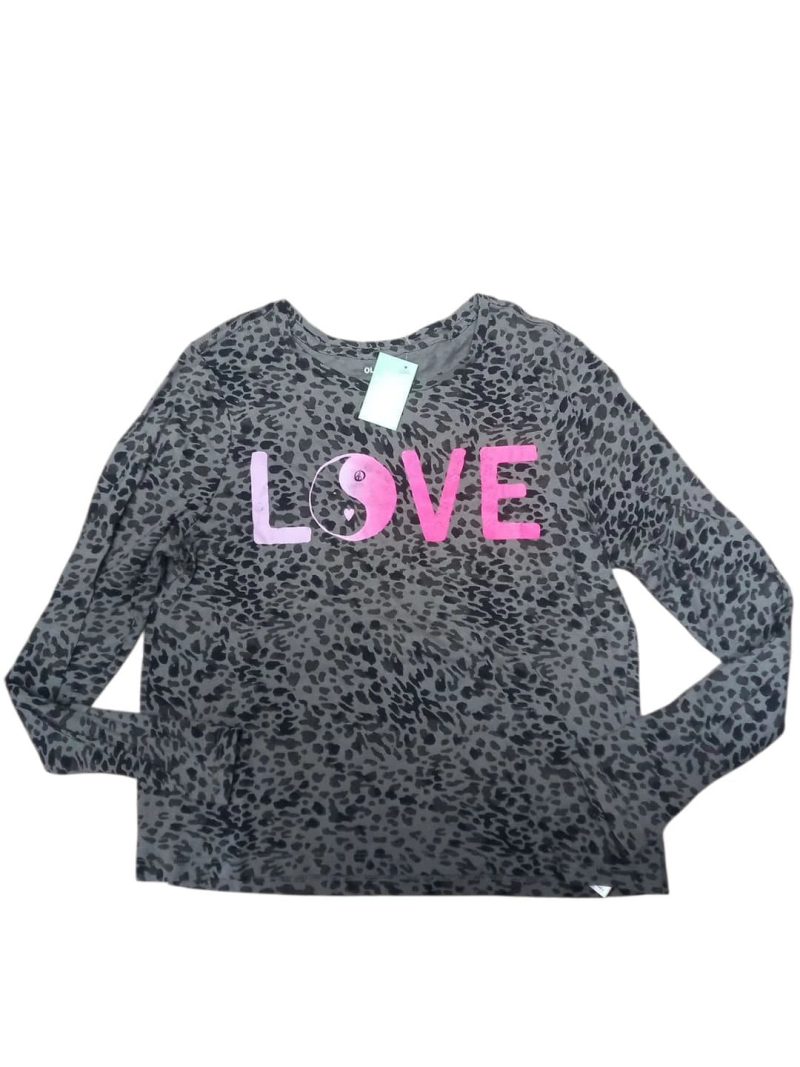 REMERA GRIS ANIMAL PRINT LOVE OLD NAVY T14/16
