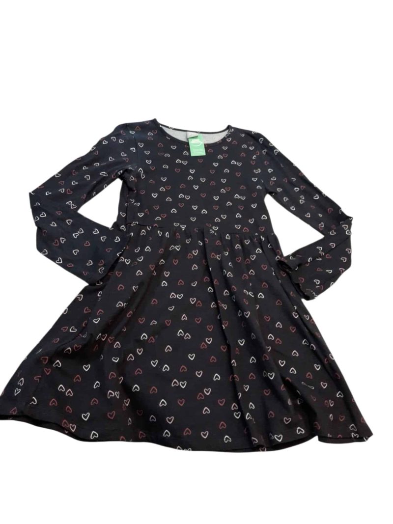 VESTIDO ALG NEGRO CORAZONES ROSADOS HERING T12