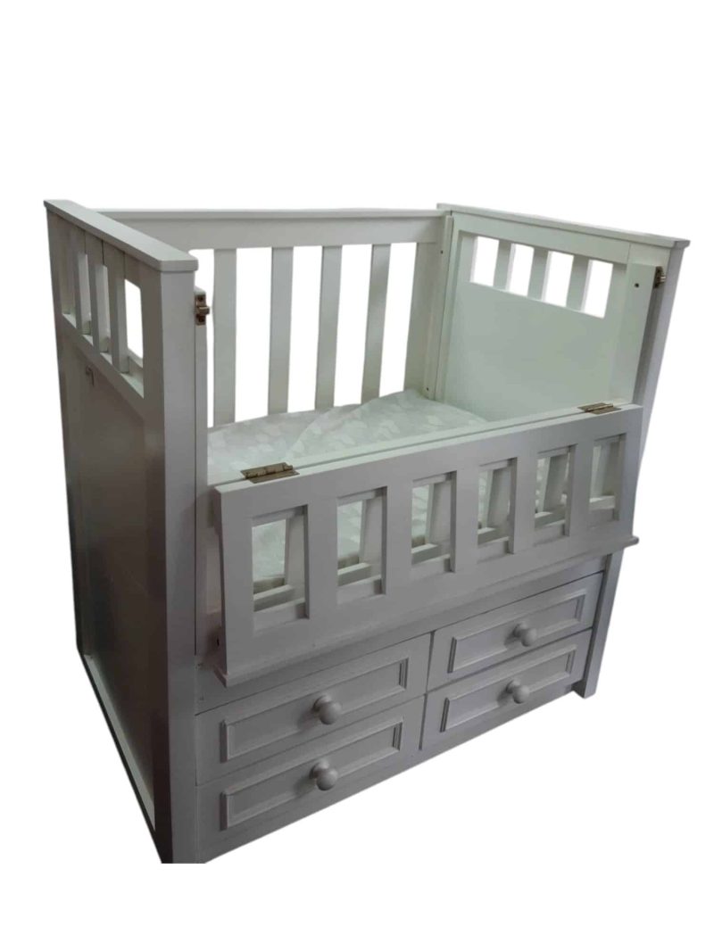 CUNA COLECHO DE MADERA BLANCA CON CAJONES - Imagen 2