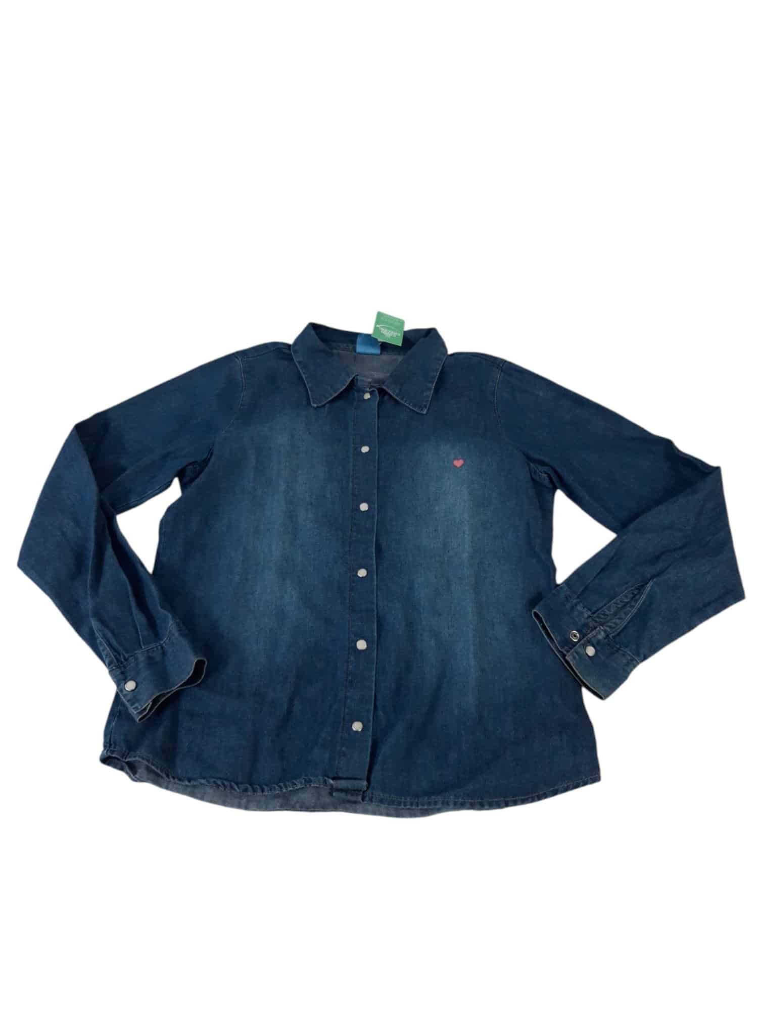 CAMISA JEAN HERING T10 CORAZON BORDADO ROSADO