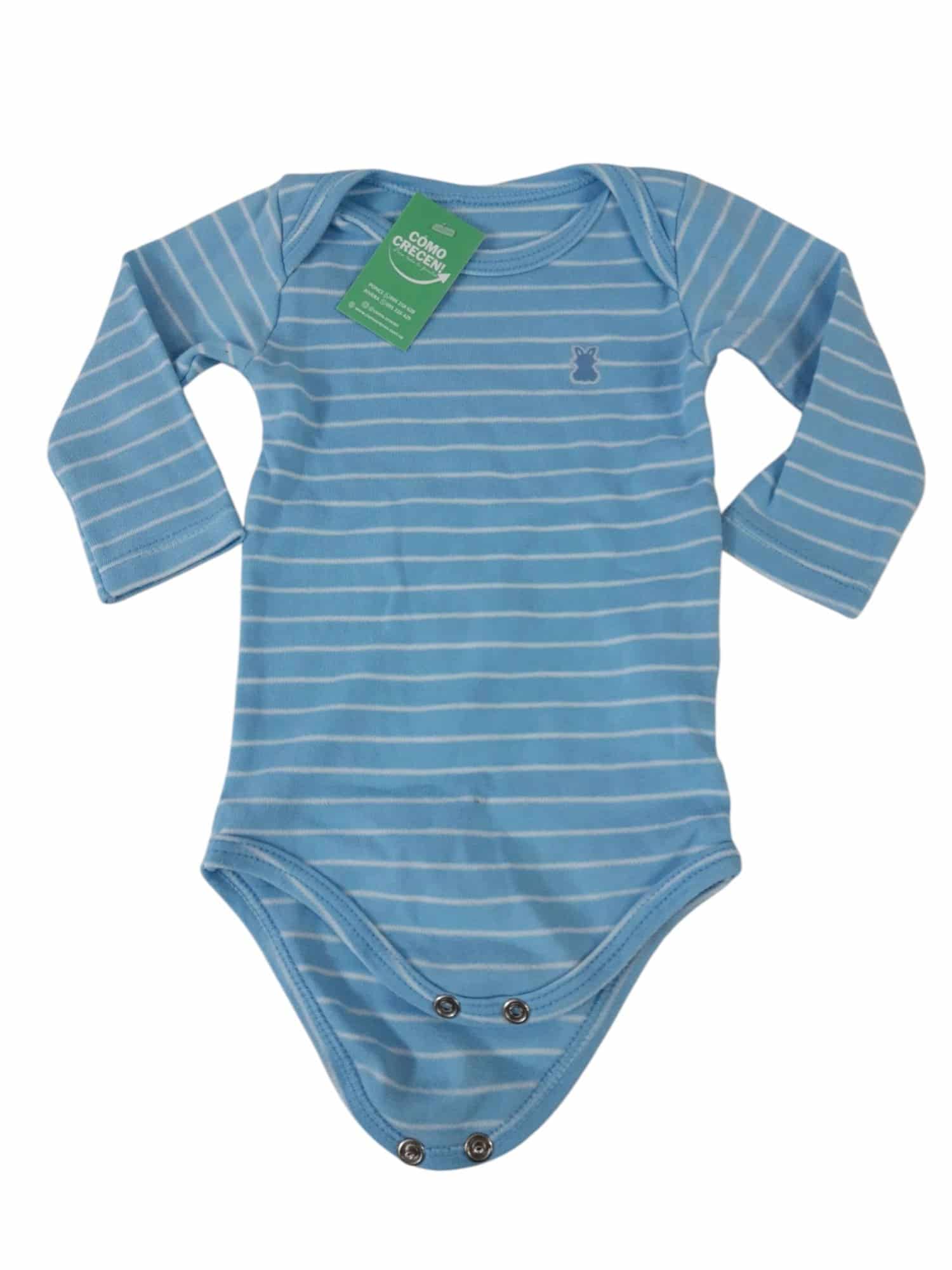 BODY CELESTE RAYAS BLANCAS CONEJO KIKO TP/0/3M