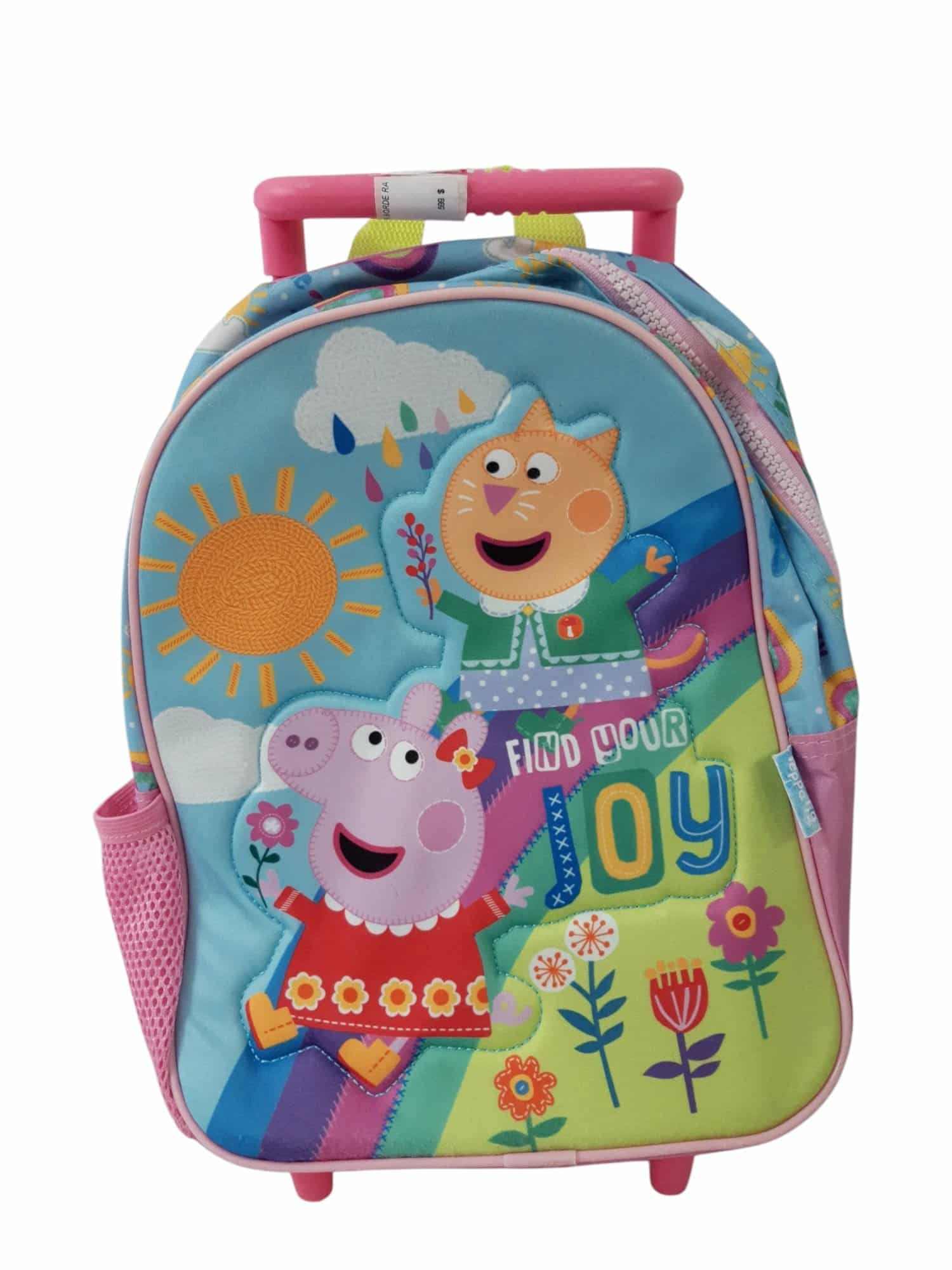 MOCHILA CARRITO ROSA PEPPA BORDE RASPADITO