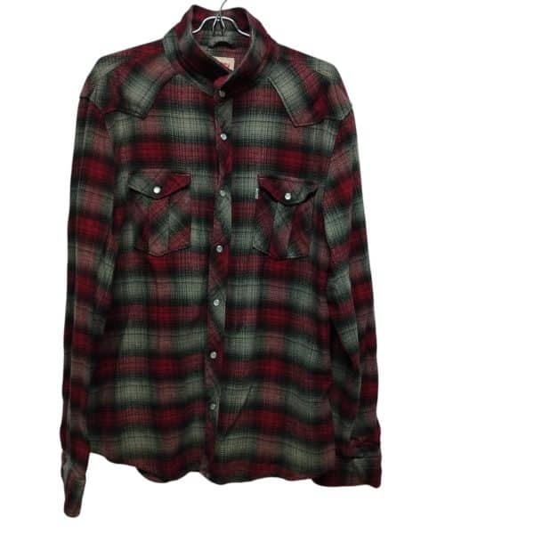 SOBRECAMISA FRANELA CUADROS GRIS ROJO LEVI'S T XL GT