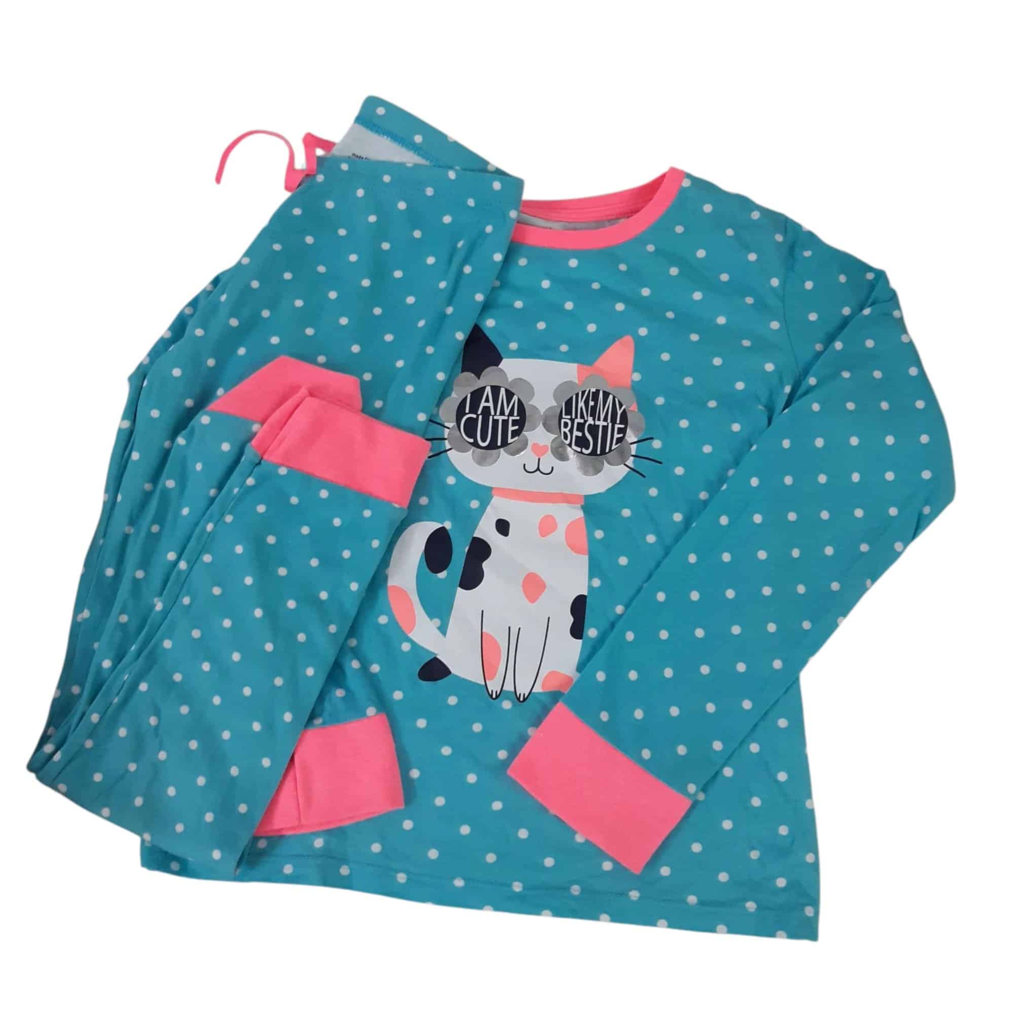 PIYAMA REMERA Y PANT ALG CELESTE LUNARES BORDE ROSA GATA ACCESSORIES 9