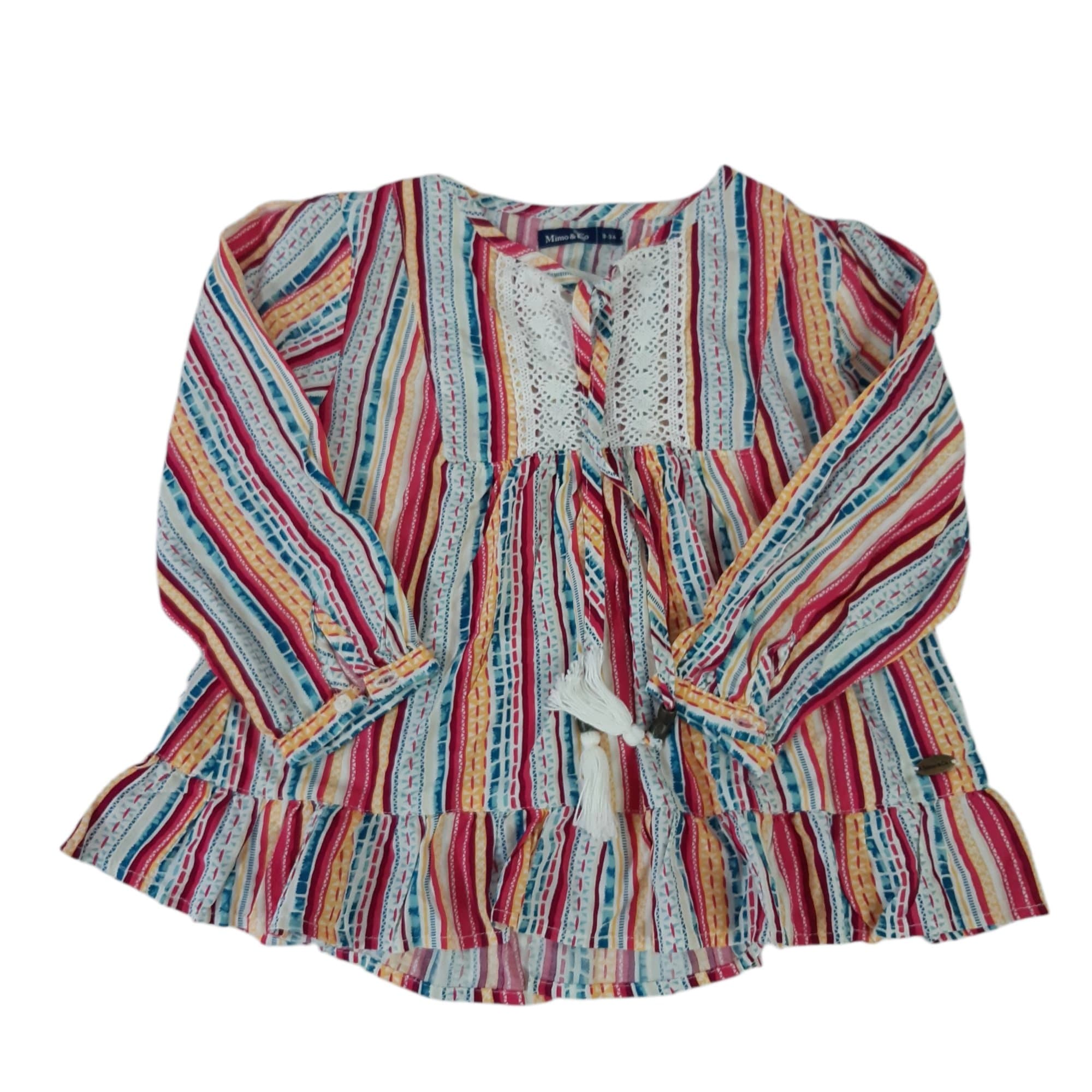 BLUSA RAYAS BCO CELESTE FUCSIA MIMO&CO T3