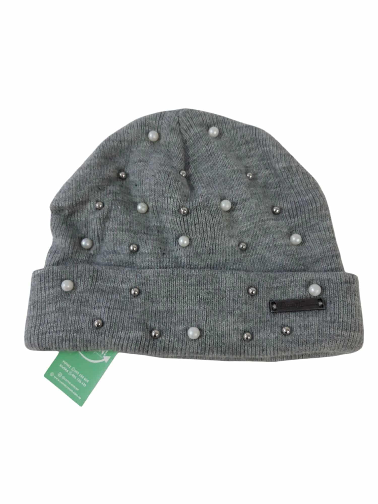 GORRO LANA GRIS CON PERLITAS DANIEL CASSIN