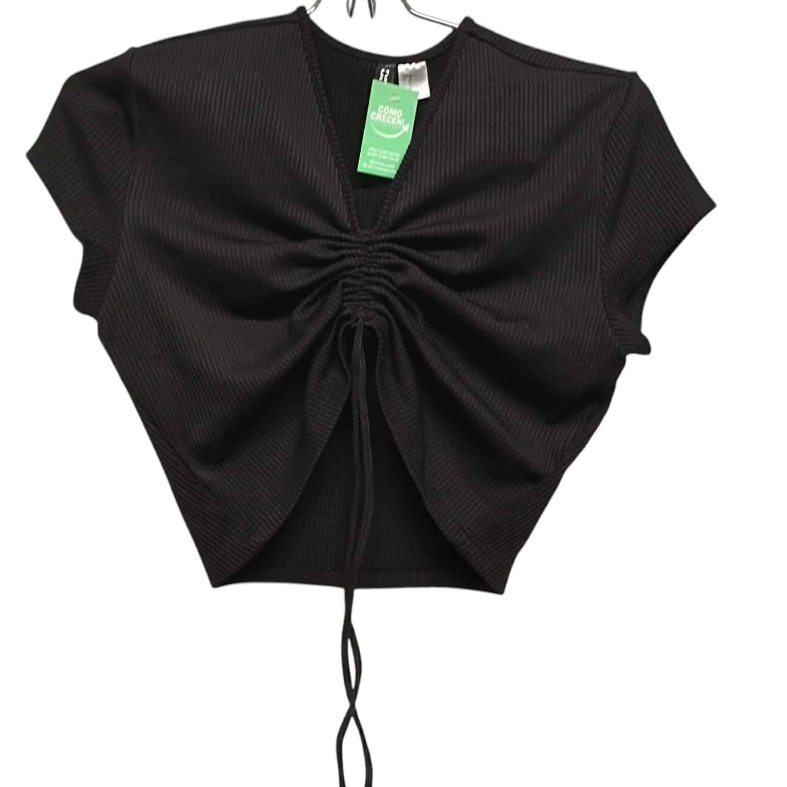 REMERA NEGRA ALG RAYADO FRUNCE TIRAS DIVIDED T M