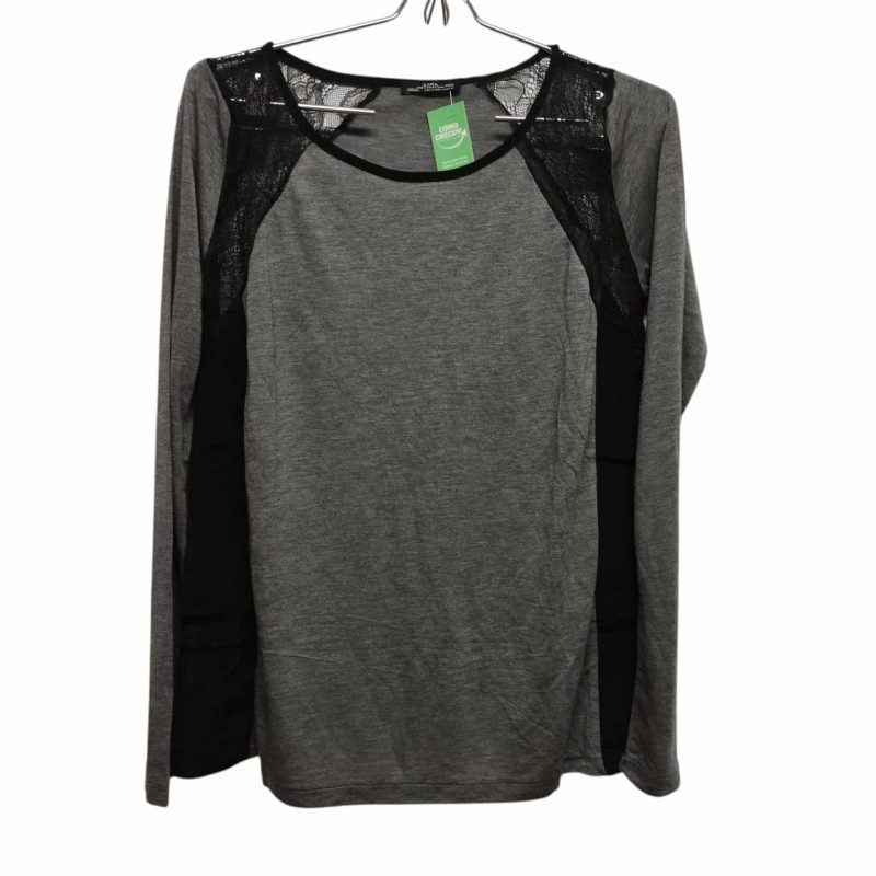 REMERA ALG GRIS PUNTILLA NEGRA ZARA TL