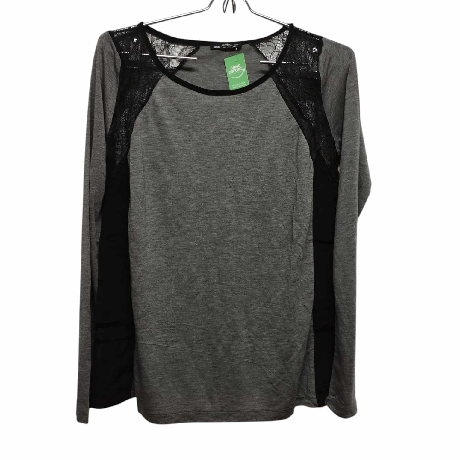 REMERA ALG GRIS PUNTILLA NEGRA ZARA TL