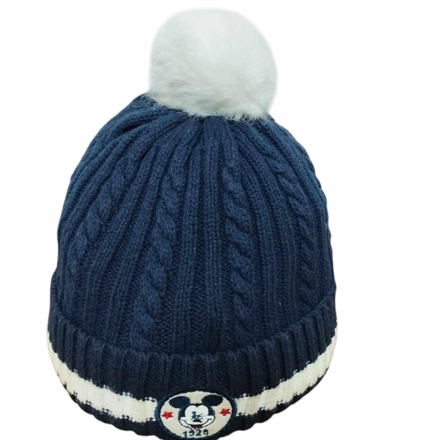GORRO LANA AZUL POM PON MICKEY 1928 DISNEY
