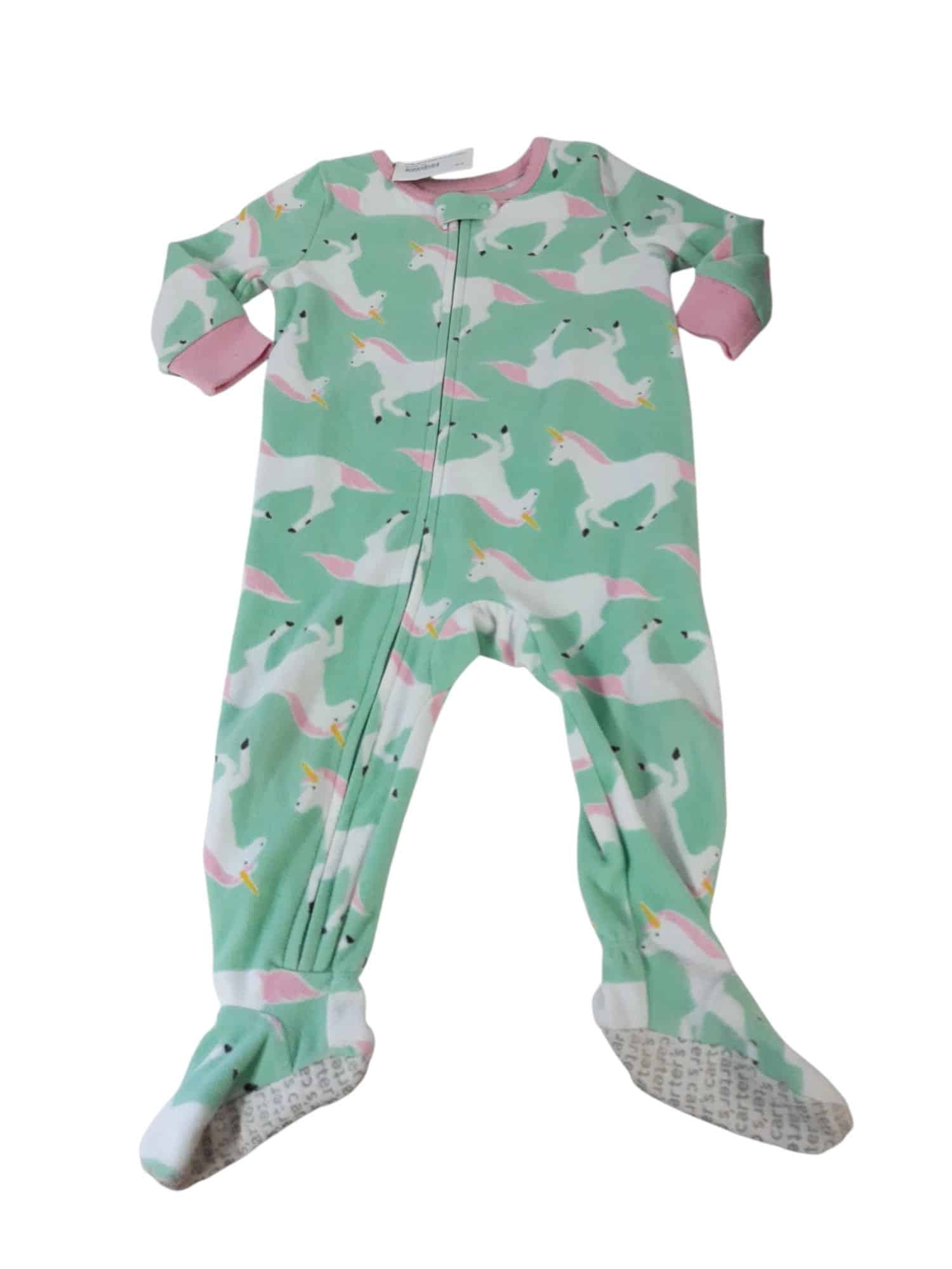 PIYAMA POLAR VERDE AGUA UNICORNIOS CARTERS T12M