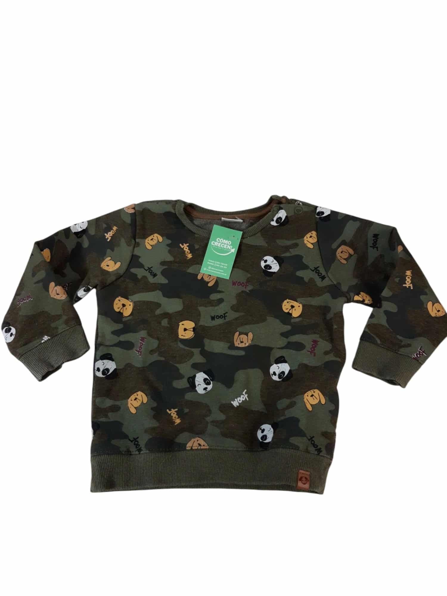 BUZO ALG VERDE CAMUFLADO CARA DE PERROS TEDDY T9/12M