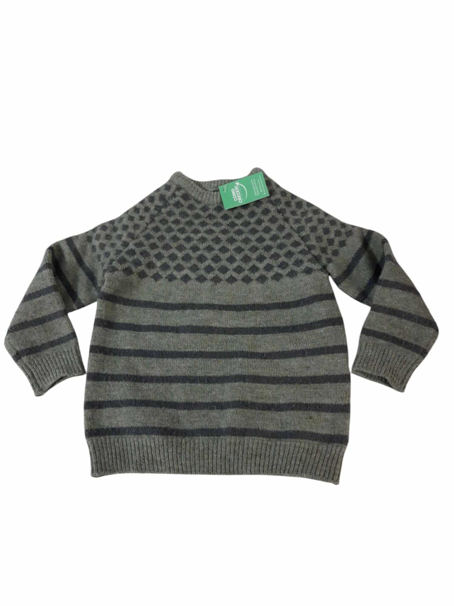 BUZO LANA VERDE GRIS ROMBOS T2AP SIN MARCA