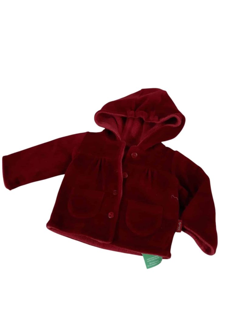 SACO ROJO PIEL DURAZNO INTERIOR CORDERITO CHEEKY T3/6M