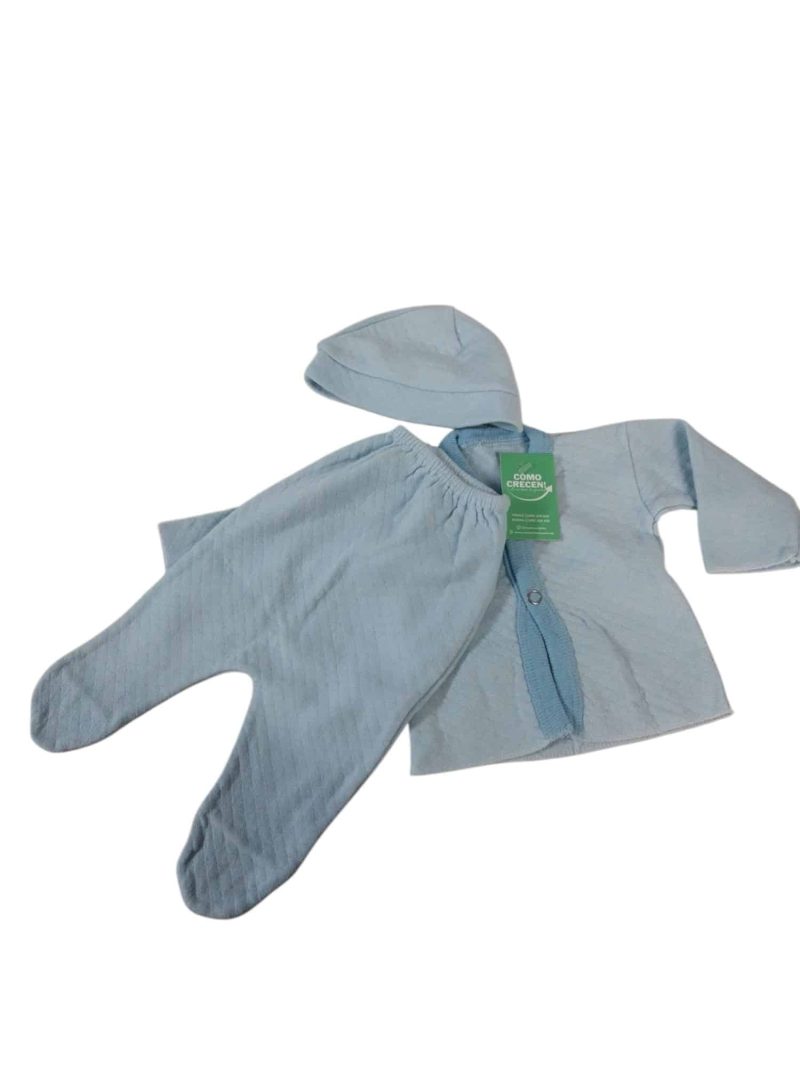 CONJ BATITA PELELE Y GORRO CELESTE SIN MARCA TNB