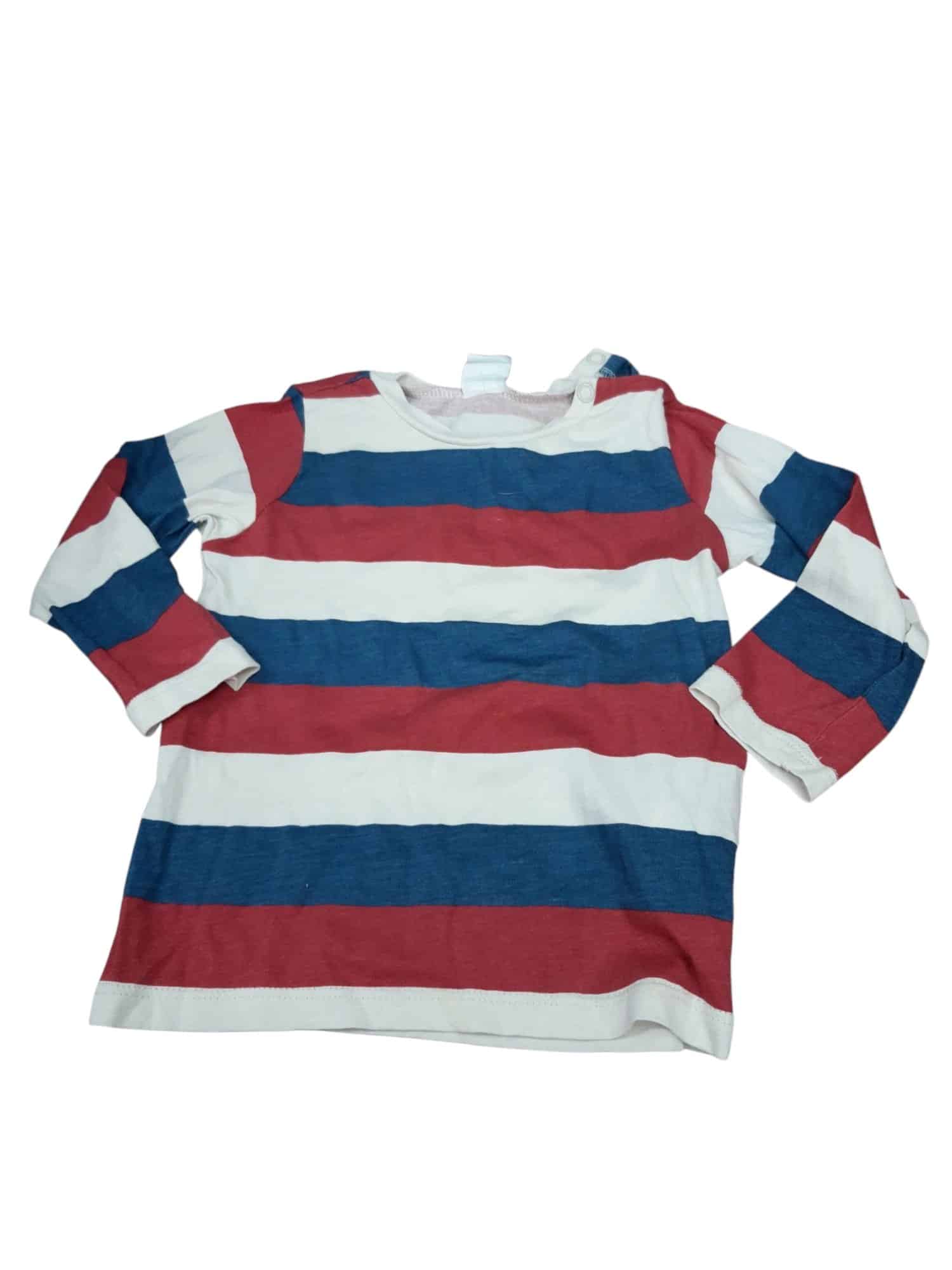 REMERA FRANJAS BEIGE AZUL ROJO H&M T6/9M