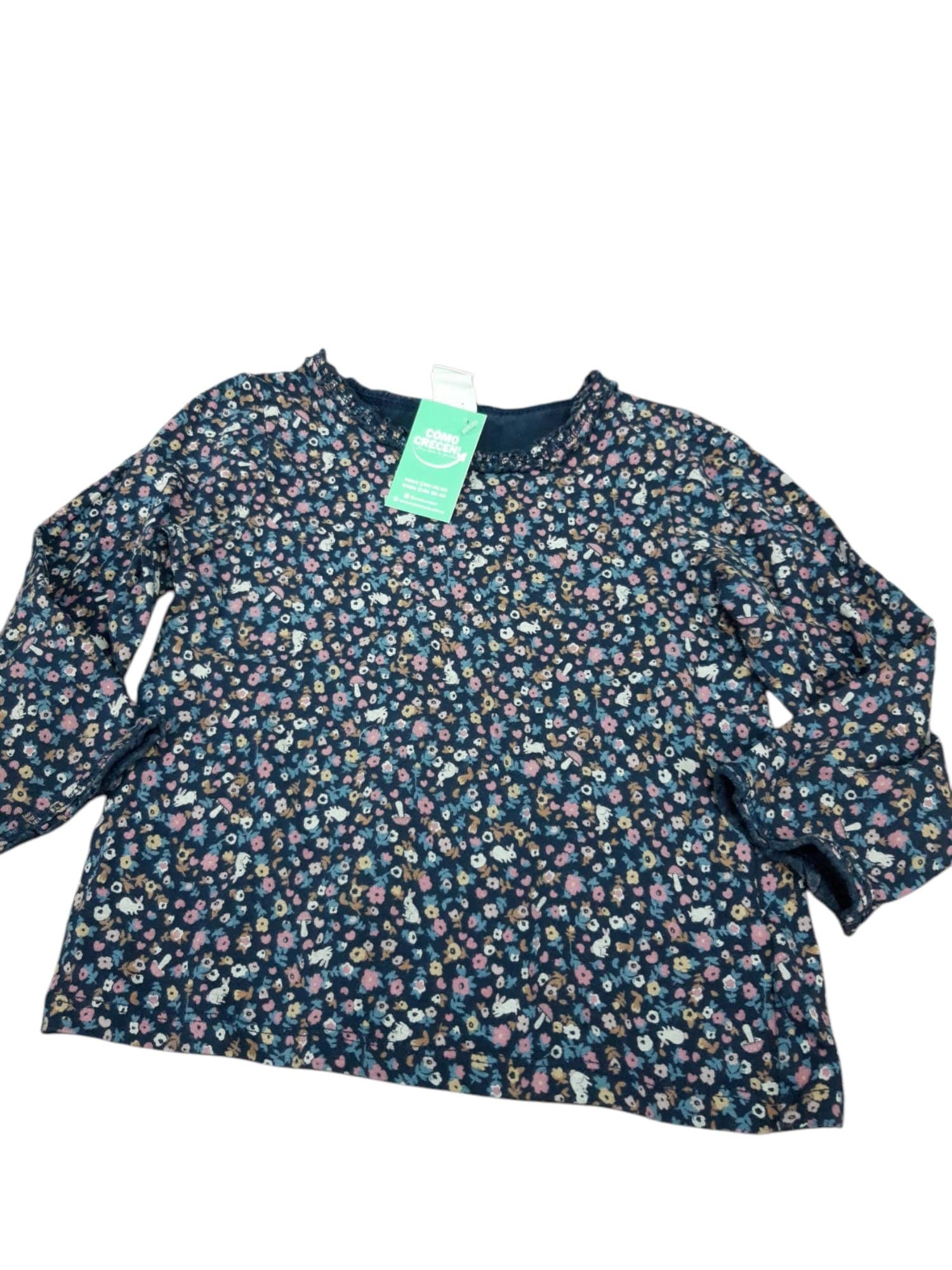 REMERA AZUL FLORES CONEJOS H&M T1 1/2