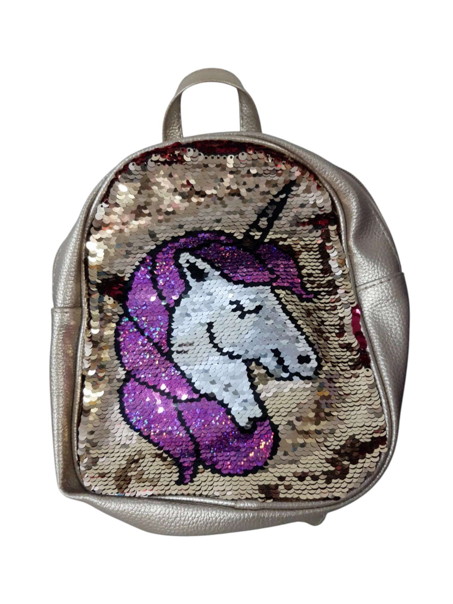 MOCHILA DORADA LENTEJUELAS UNICORNIO