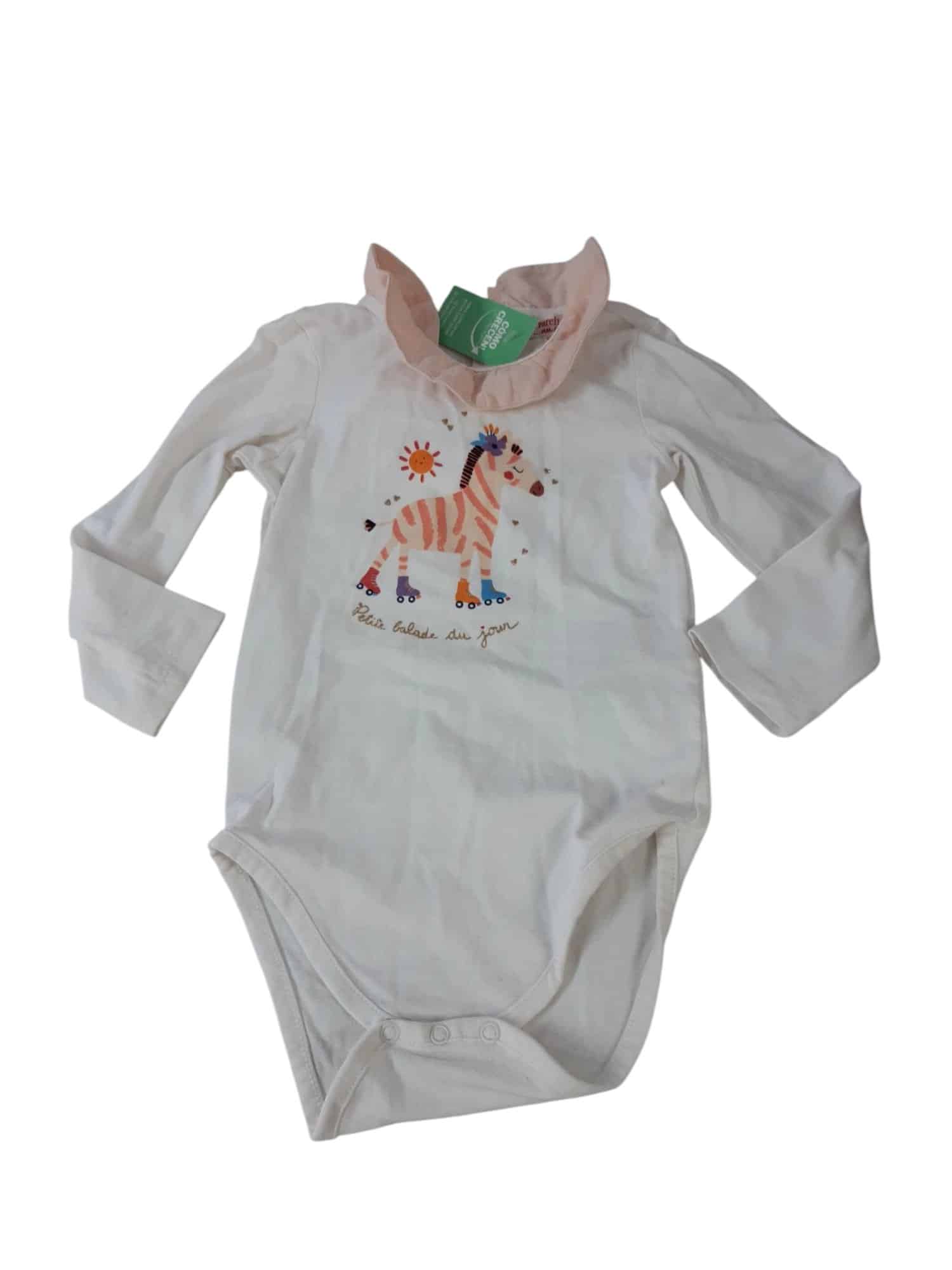 BODY BLANCO CUELLO ROSADO JIRAFA DU PAREIL T24M