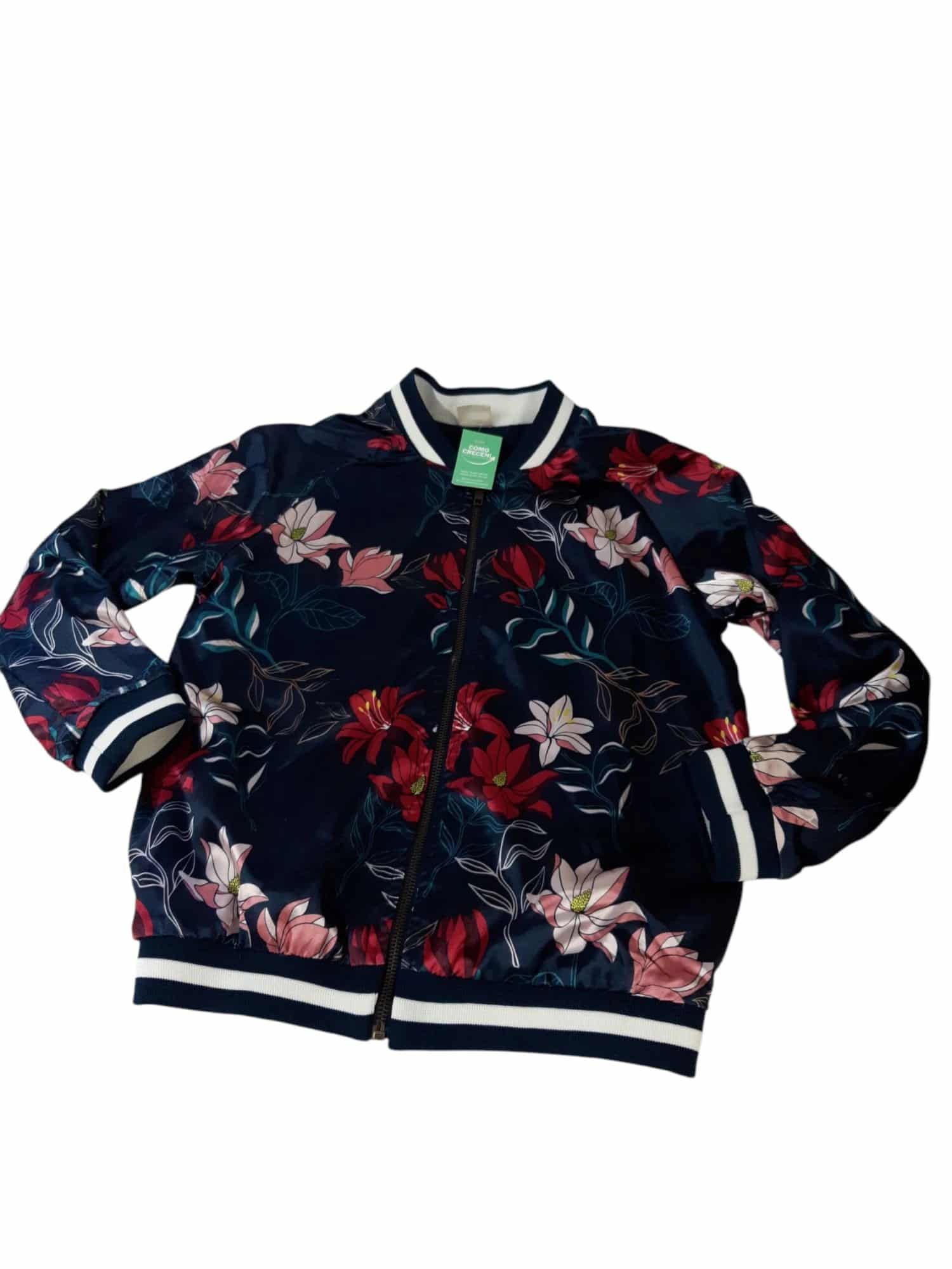 CAMPERA SATINADA AZUL FLORES ZARA GIRLS T9