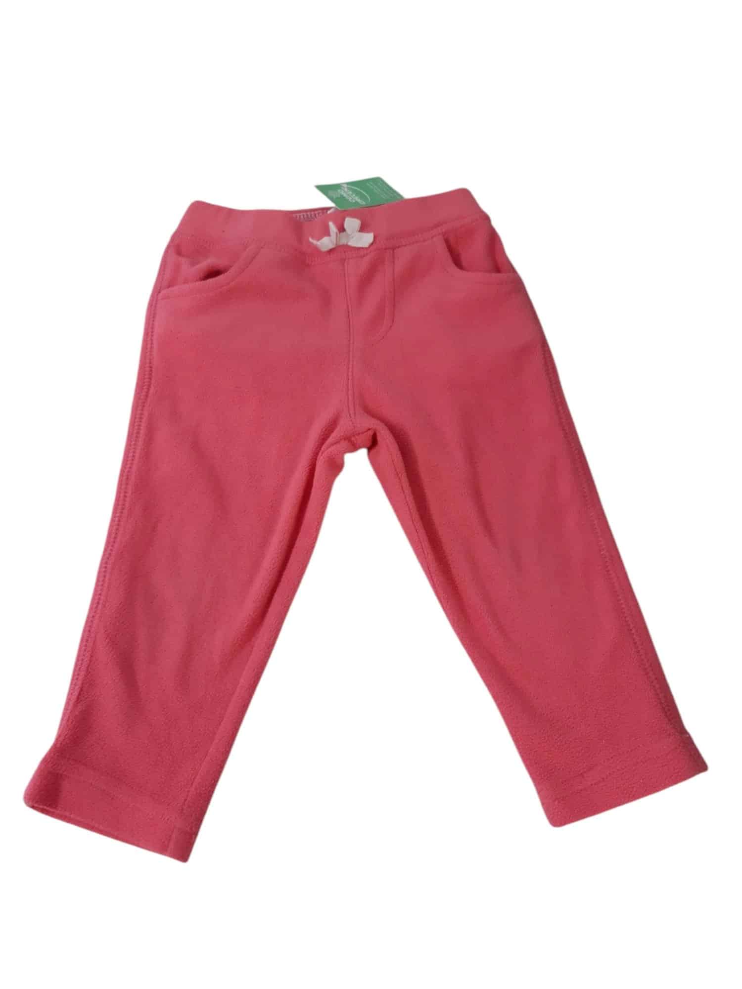 PANTALON POLAR ROSADO MOÑA BLANCA 12M