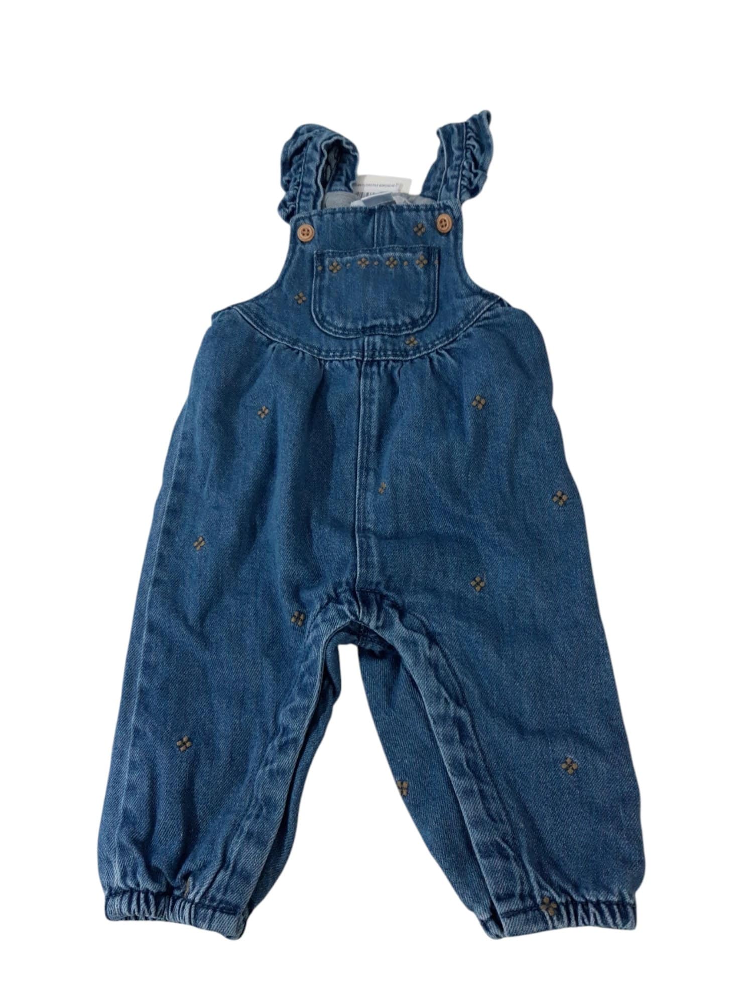 ENTERITO JEAN FLORCITAS BORDADAS ZARA T6/9M