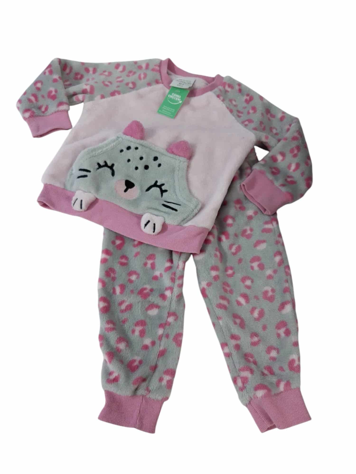 PIYAMA 2P BUZO PANTALON ROSADO GRIS OSITA ACCESORIES T01 FR
