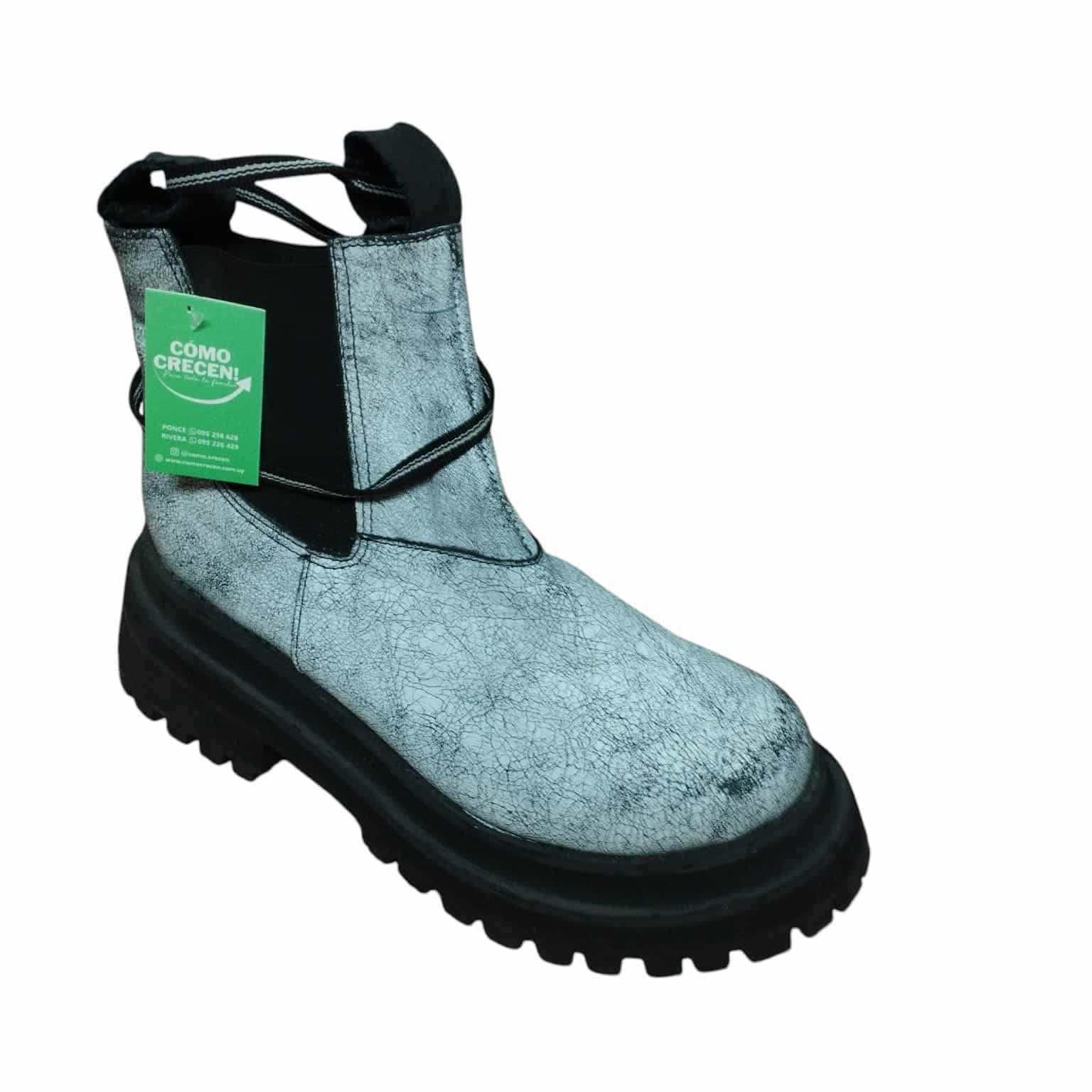 BOTA CORTA CUERO GRIS COMO CUARTEADA ELASTICO CONTENTINA T 38