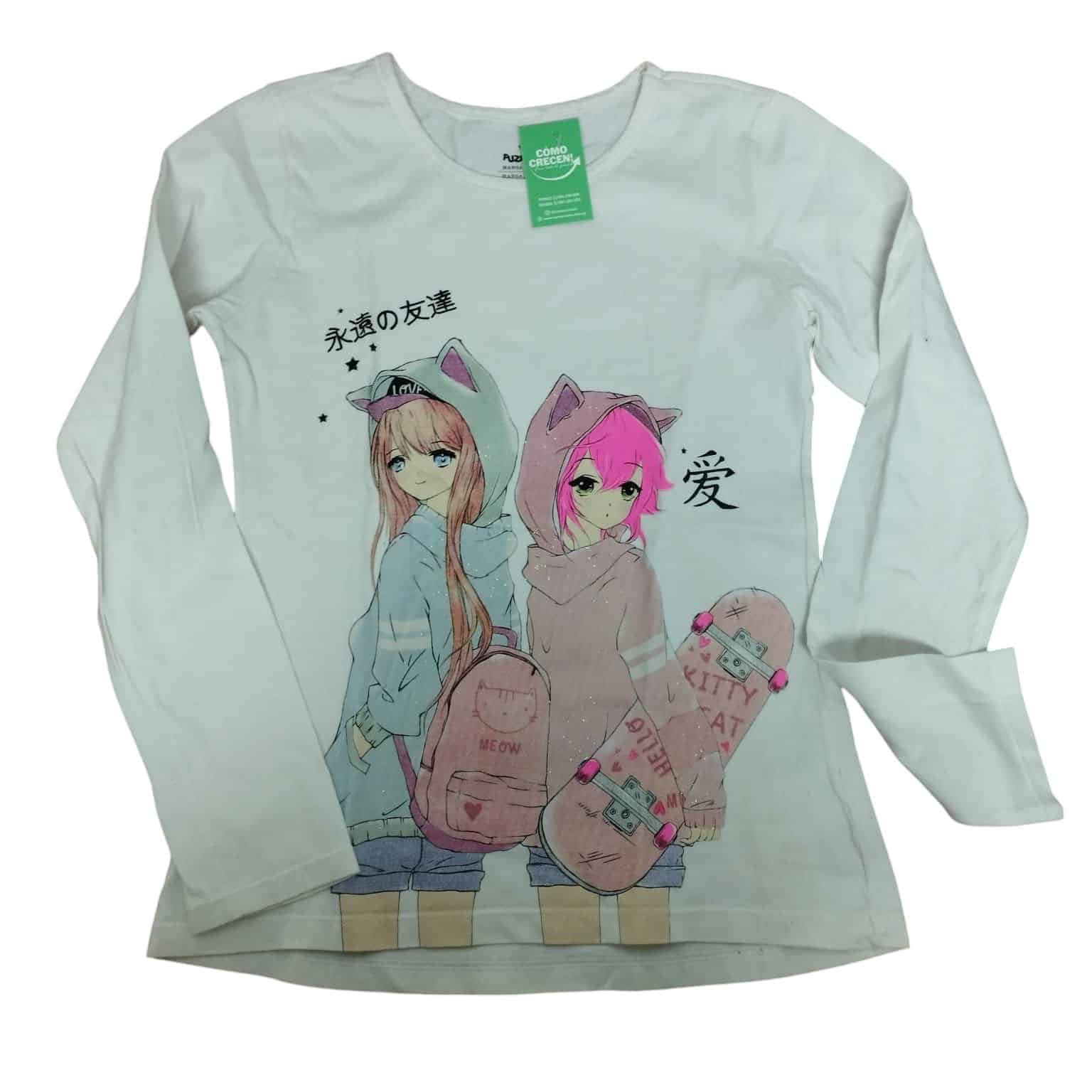 REMERA ALG BCO NIÑAS SKATE MOCHILA BRILLOS FUZARKA T 9/10 GT