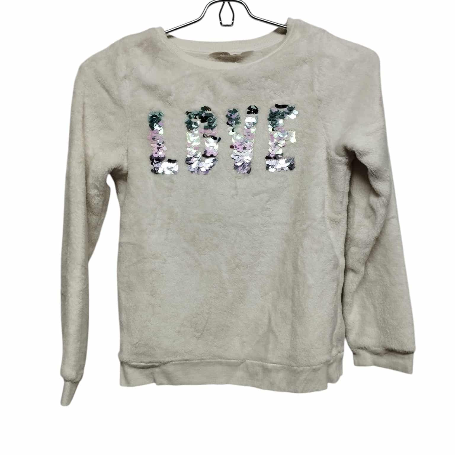 BUZO PELUDITO BCO LENTEJUELAS LOVE H&M T 8-10