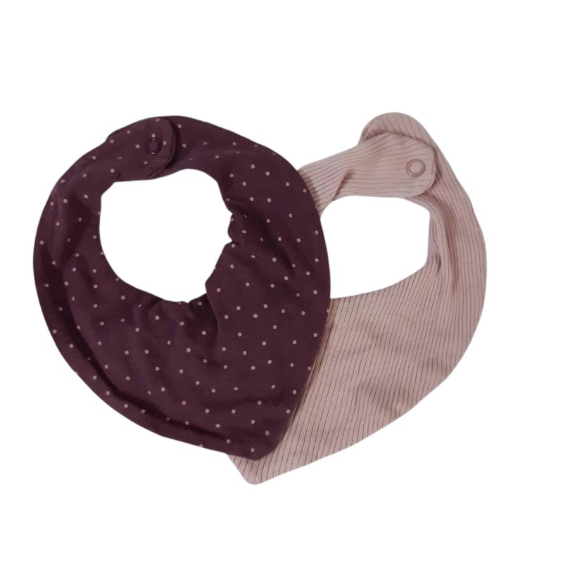 BABERO BANDANA X2 ROSADO VIOLETA PUNTITOS