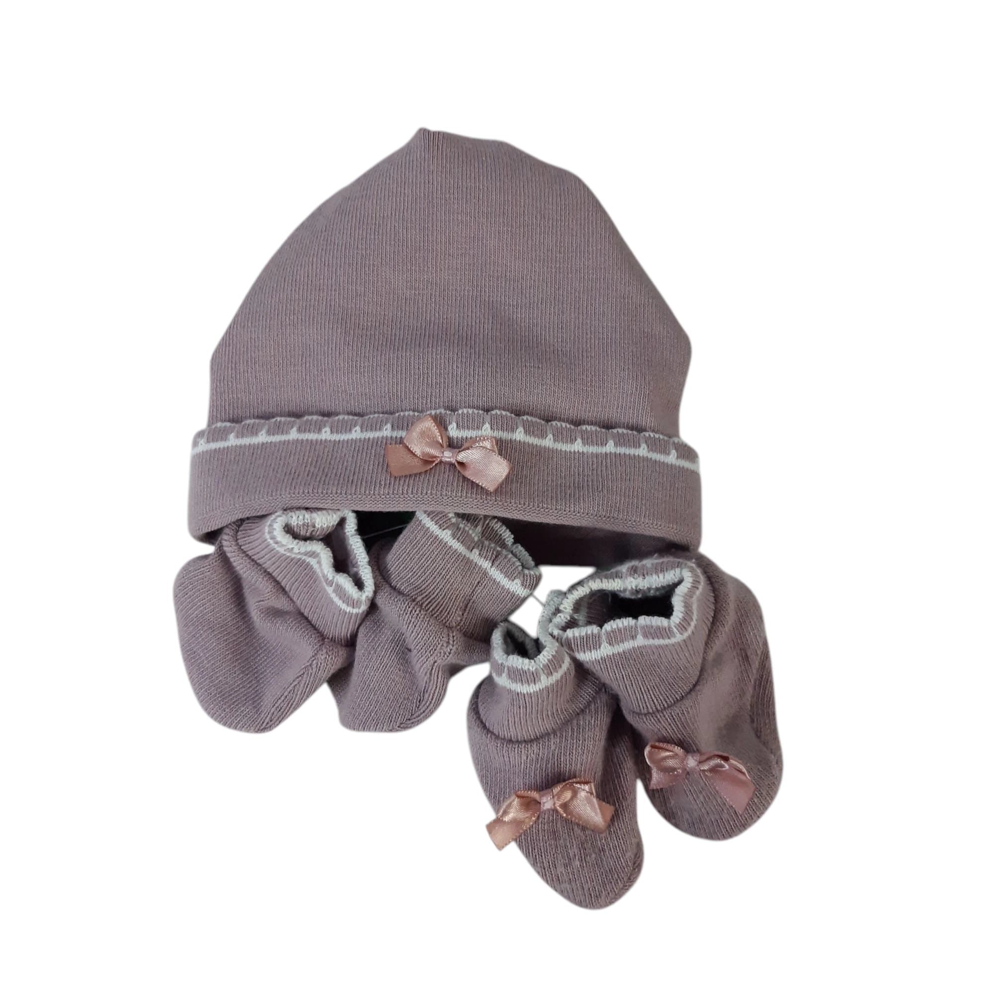 GORRO + MITONES + ESCARPINES LILA MOÑA