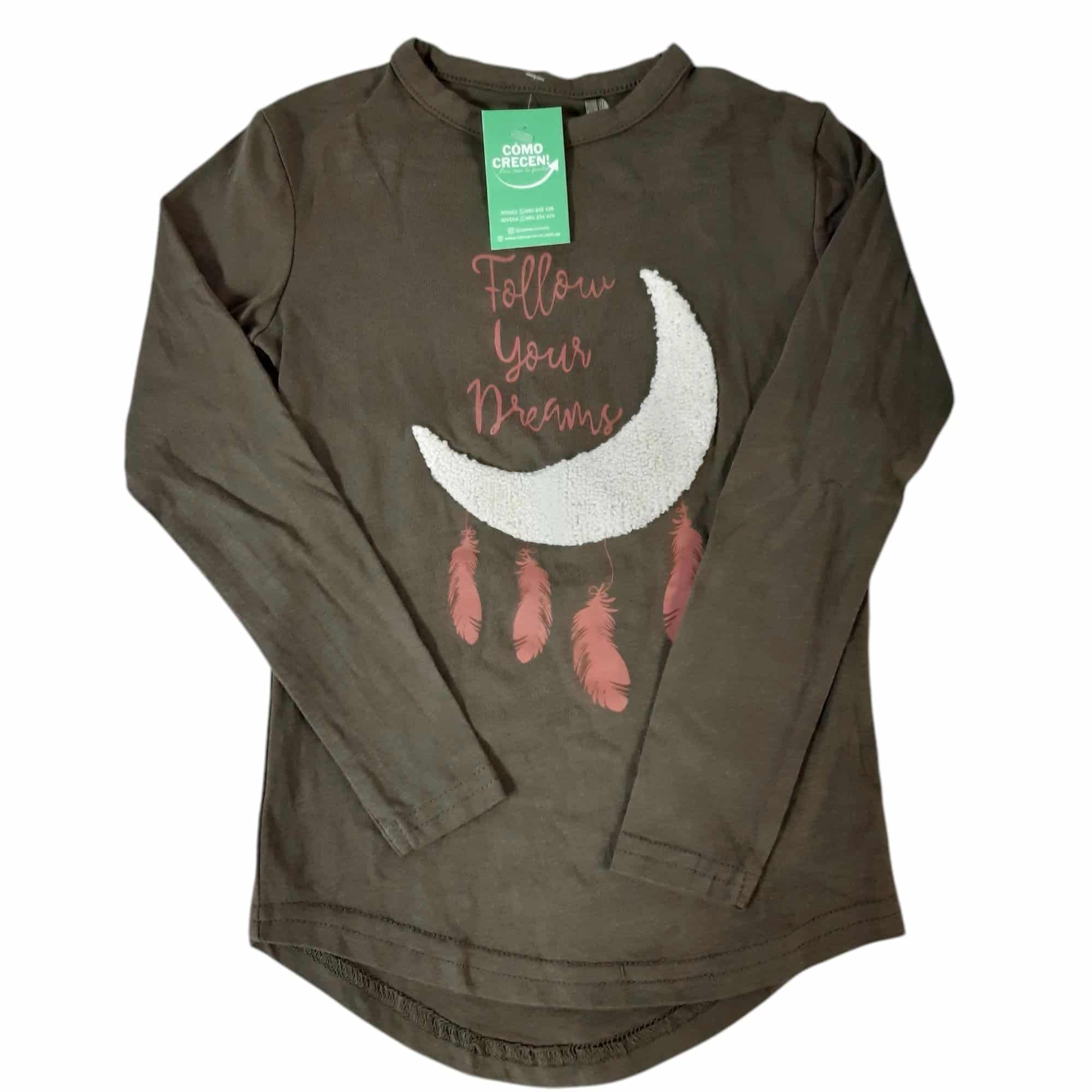 REMERA VERDE LUNA BLANCA BAS T2
