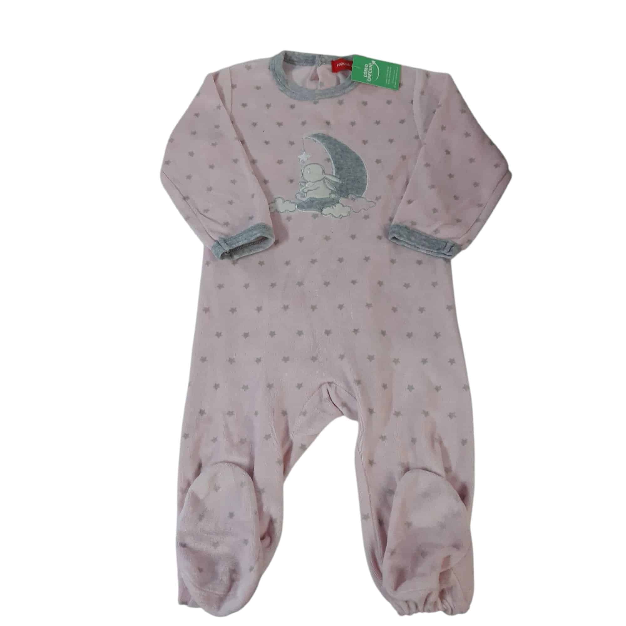PIYAMA PIEL DURAZNO ROSADO CON GRIS LUNA CONEJO PAPPOLINO T24M