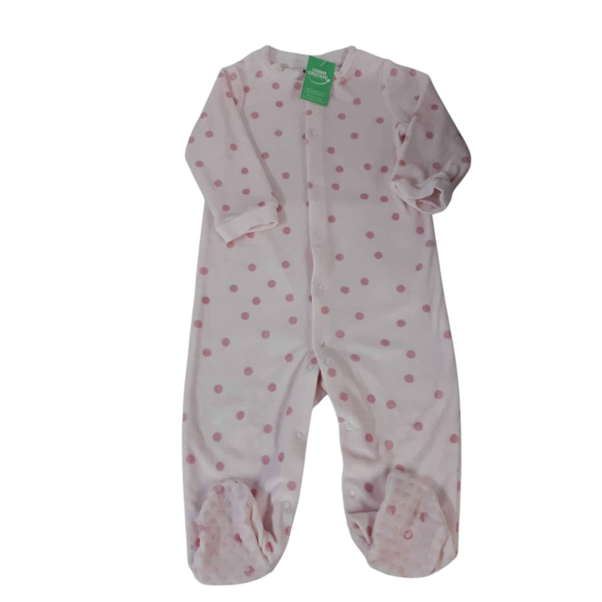 PIYAMA PIEL DURAZNO ROSADO LUNARES TEDDY BOOM T6/9M