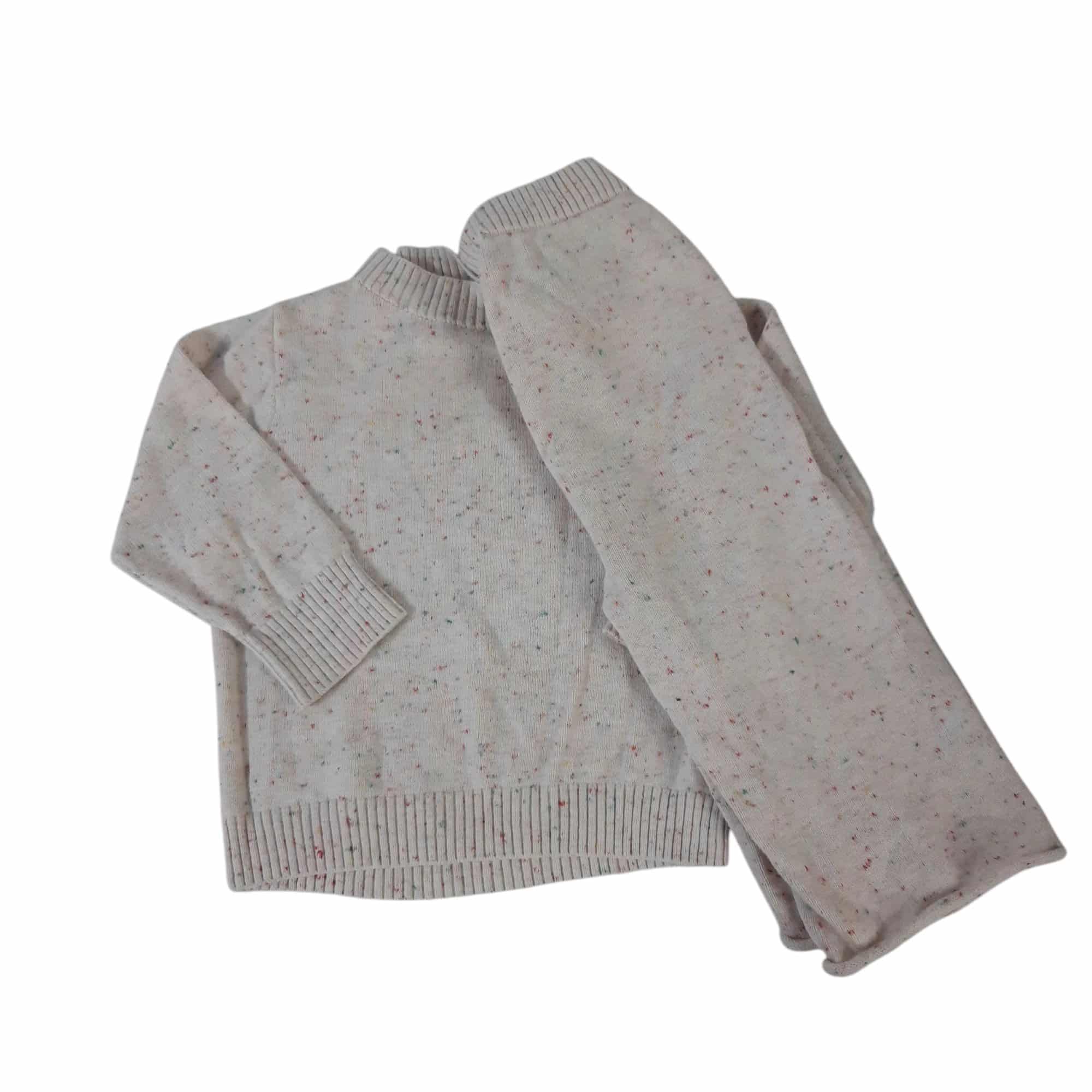 CONJ.BUZO PANTALON HILO BEIGE PINTITAS COLORES SHEIN T9/12M FRIZ