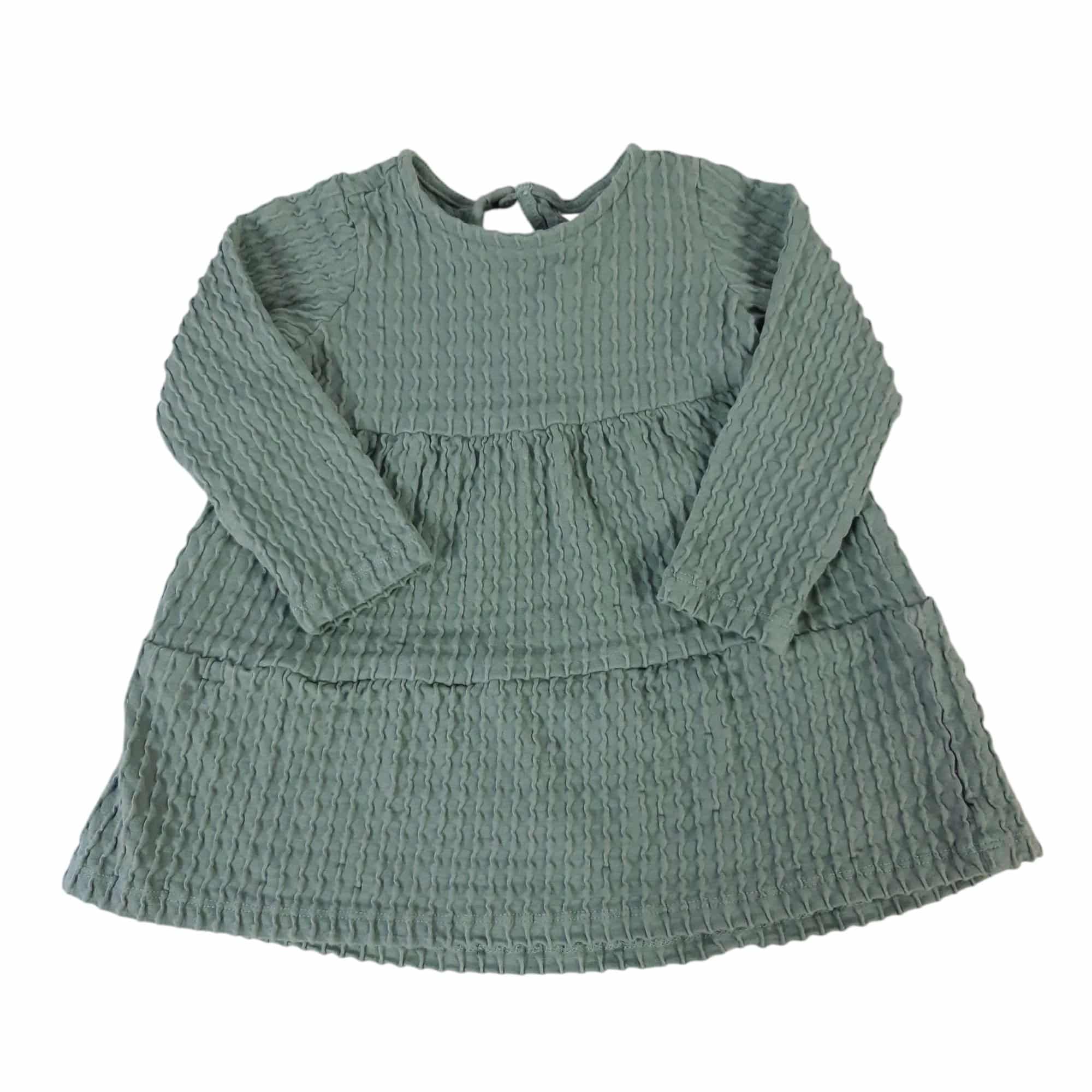 VESTIDO ALG VERDE FRUNCES H&M T6/9MM