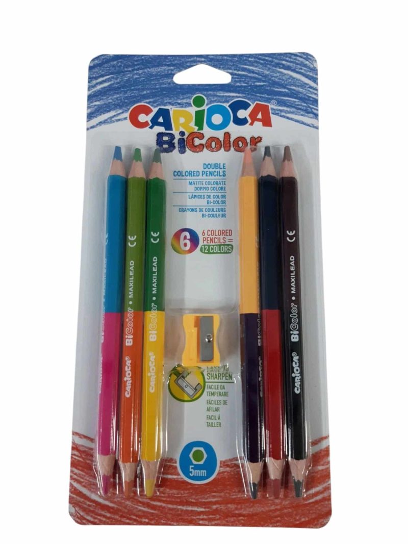 LAPICES CARIOCA BICOLOR CON SACAPUNTA POR 6