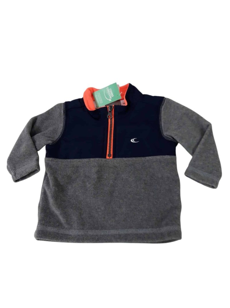 BUZO POLAR GRIS AZUL MEDIO CIERRE NARANJA FLUO CARTERS T6M