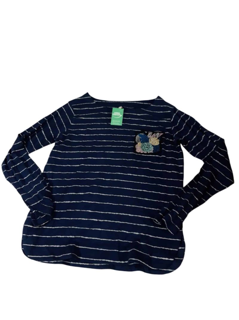 REMERA RAYADA AZUL BCA FLORES BORDADAS THOMAS TRENT T14