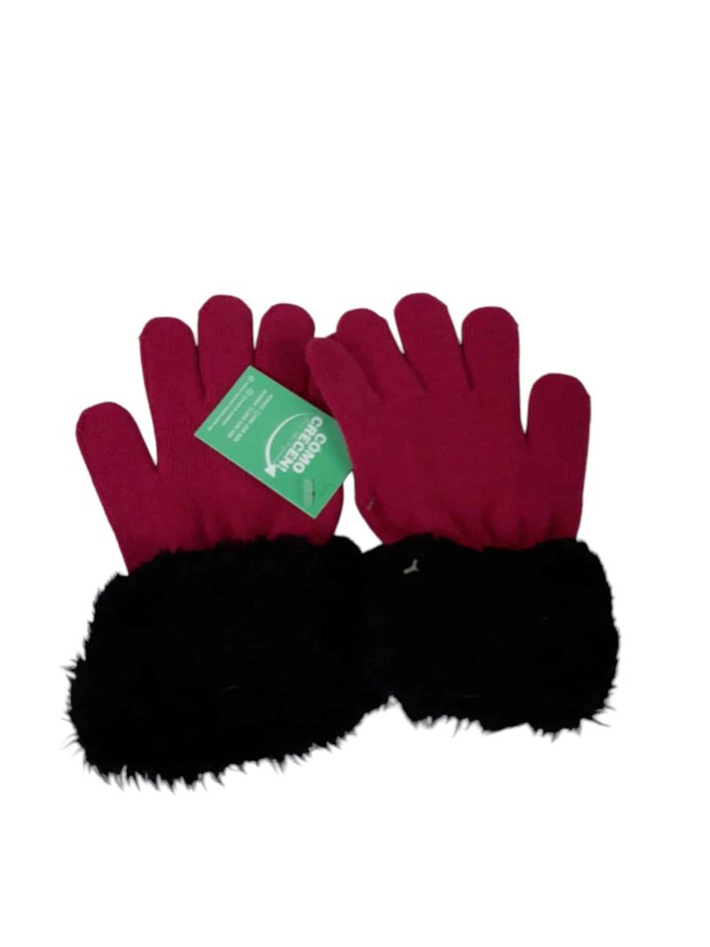 GUANTES FUCSIA LANA PUÑO NEGRO PELUDITO