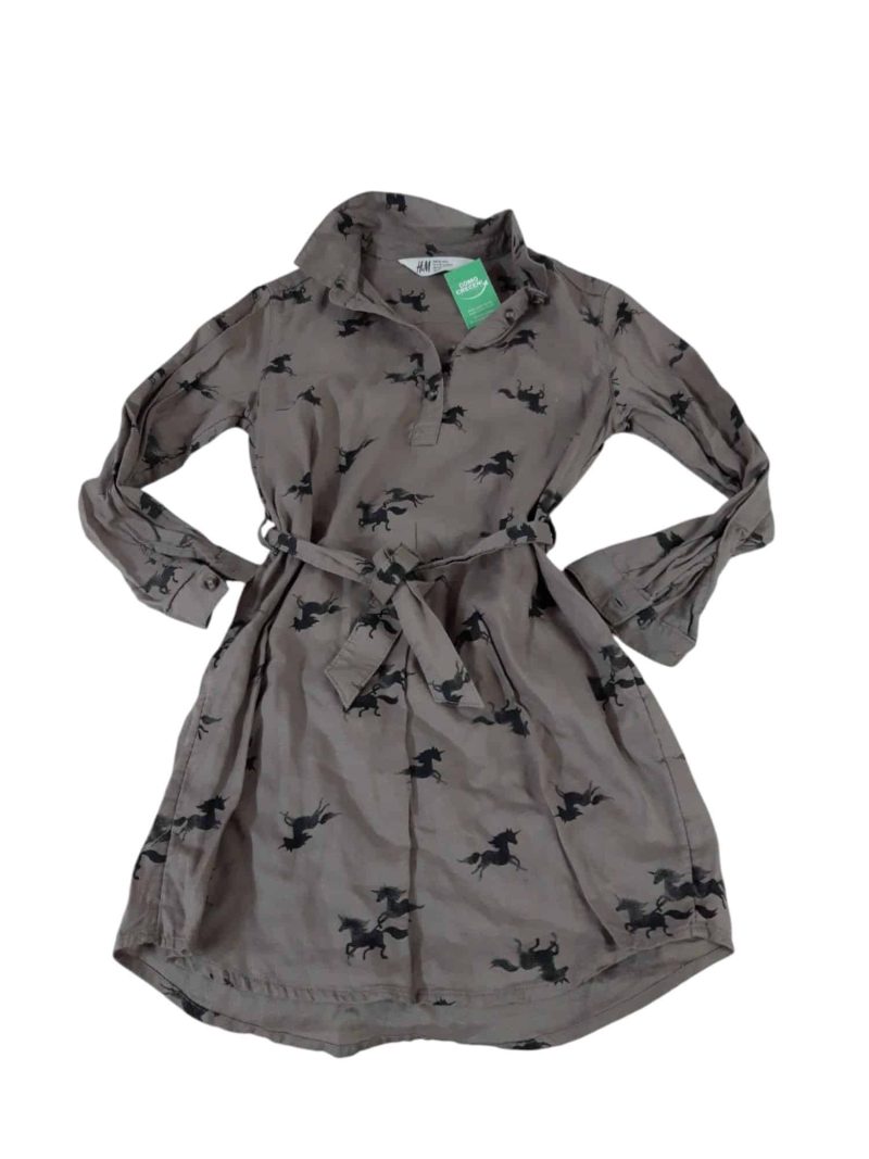 VESTIDO MARRON UNICORNIOS NEGROS H&M T6/7