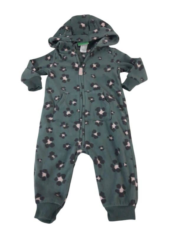 ENTERITO POLAR VERDE FLORES MARRON ROSA CAPUCHA CARTERS T6M
