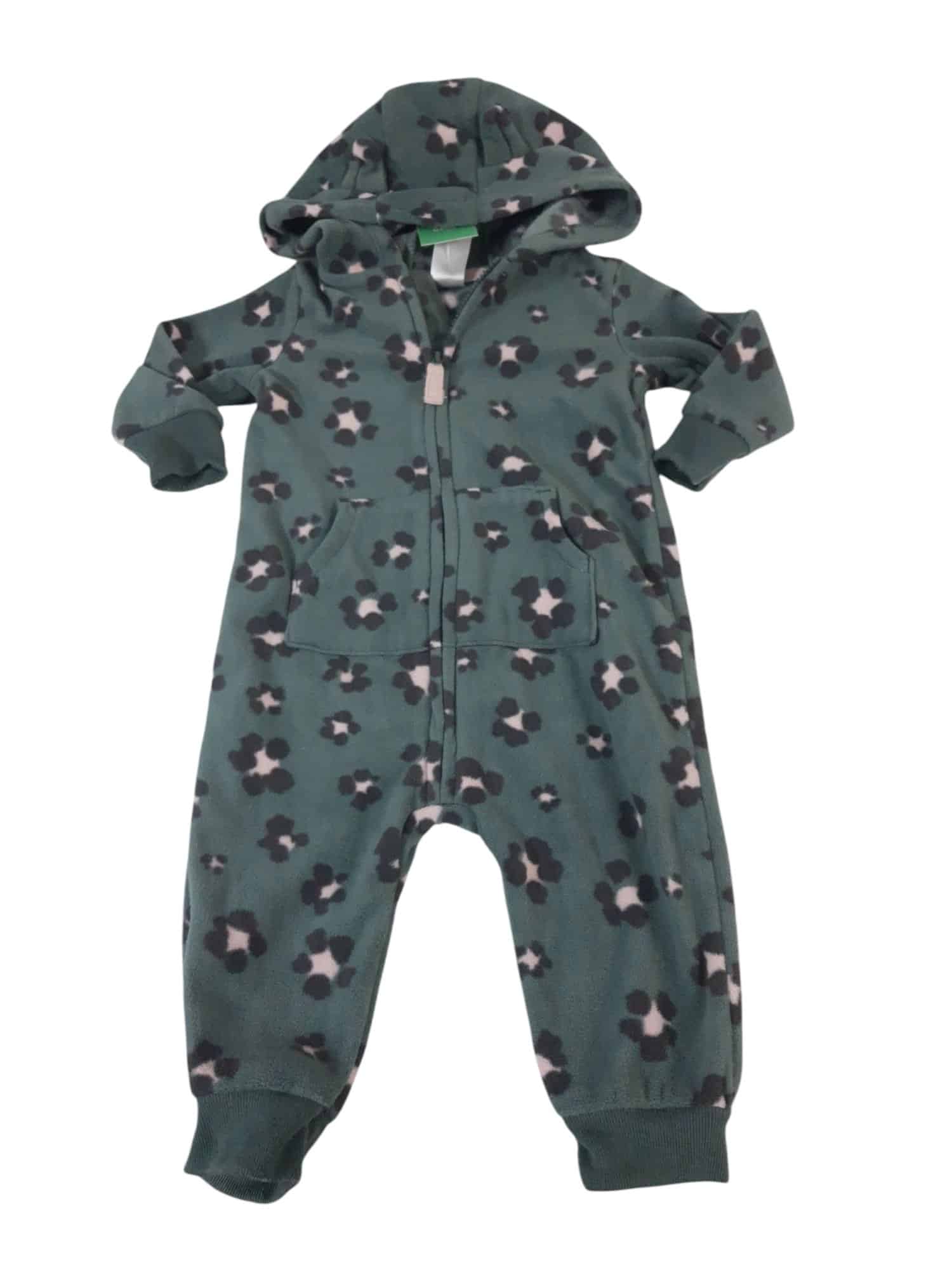 ENTERITO POLAR VERDE FLORES MARRON ROSA CAPUCHA CARTERS T6M